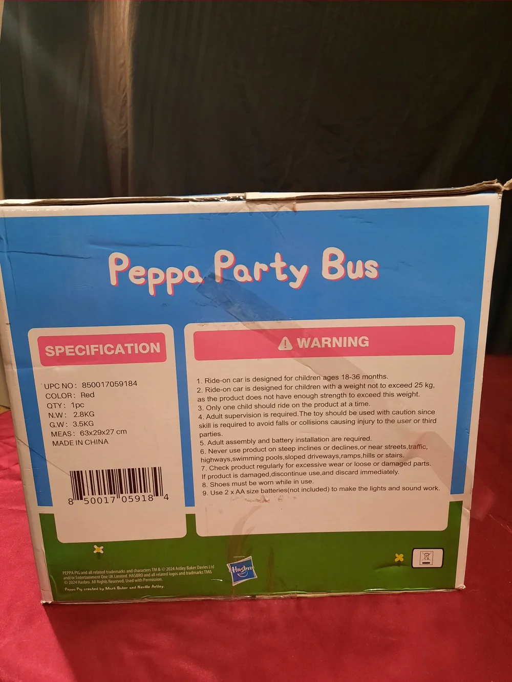 Peppa Pig Pink and Red Peppa Party Bus Ride-On Toy